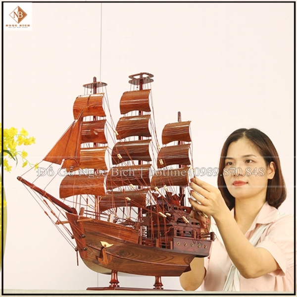 Mô hình tàu đánh cá Thái Lan gỗ cẩm dài 80cm